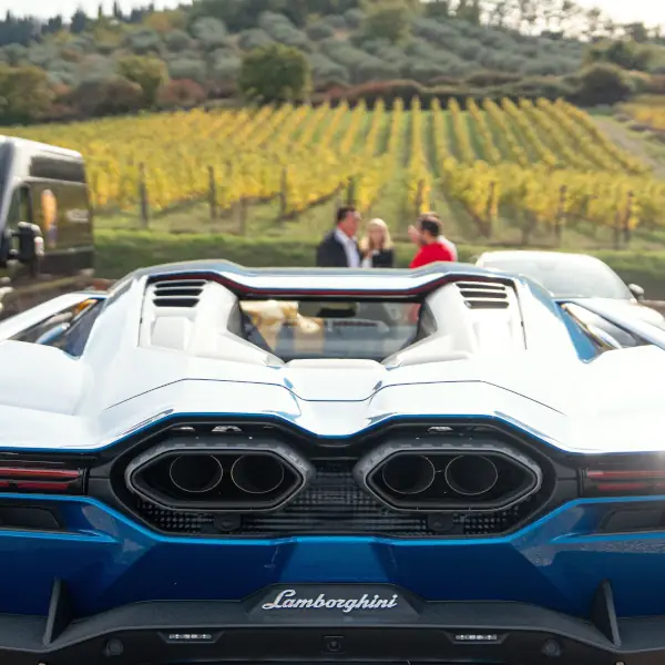 Lunch in a historic farmhouse with a supercar